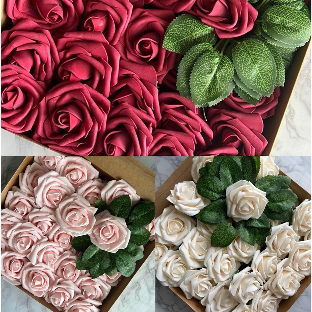 Set of 3  Count  Artificial Faux Flowers Wedding Décor Crafts Floral Centerpiece
